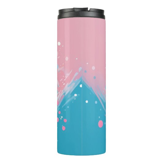 Speelse Papillon Pup: Spetters Roze en Blauw Thermosbeker (Achterkant)