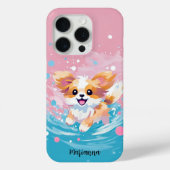 Speelse Papillon Pup: Splash of Pink and Blue Case-Mate iPhone Case (Achterkant)