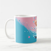 Speelse Papillon Pup: Splash of Pink and Blue Koffiemok (Links)