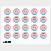 Speelse Papillon Pup: Splash of Pink and Blue Ronde Sticker (Vel)