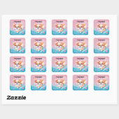 Speelse Papillon Pup: Splash of Pink and Blue Vierkante Sticker (Vel)