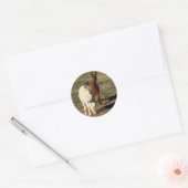 Speelse paren: jonge bruine en witte alpaca's ronde sticker (Envelop)