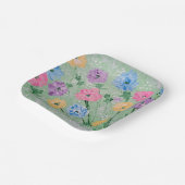 Speelse Pastel Bloemen, 7" Vierkante Papieren Bord (Gebogen)