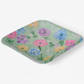Speelse Pastel Bloemen, 9" Vierkante Papieren Bord (Gebogen)