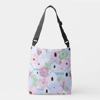 Speelse Pastel Bloemmotief Crossbody Tas