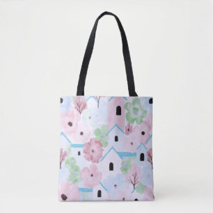 Speelse Pastel Bloemmotief Tote Bag