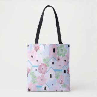 Speelse Pastel Bloemmotief Tote Bag