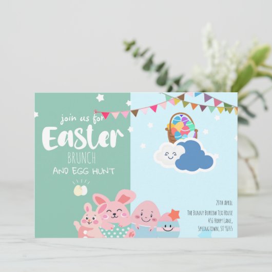 Speelse Pastel Bunnies Paasfeest Fun Kaart (Staand voorkant)