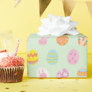 Speelse Pastel Easter Eggs & Bunnies Spring Green Cadeaupapier