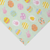 Speelse Pastel Easter Eggs & Bunnies Spring Green Tissuepapier (Detail)