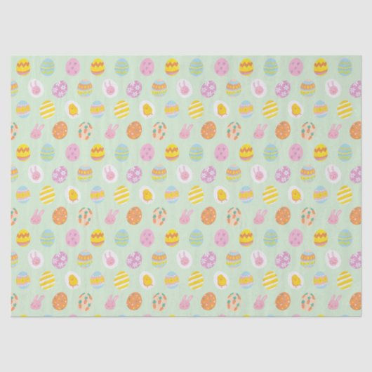 Speelse Pastel Easter Eggs & Bunnies Spring Green Tissuepapier (Voorkant)