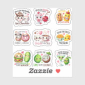 Speelse Pastelkleur Eet Pun Koppel Kunst Sticker (Vel)