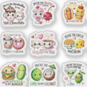 Speelse Pastelkleur Eet Pun Koppel Kunst Sticker (Voorkant)
