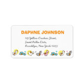 Speelse Pastels Ducklings Meisje Baby shower Adres Etiket (Voorkant)