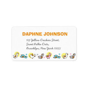 Speelse Pastels Ducklings Meisje Baby shower Adres Etiket