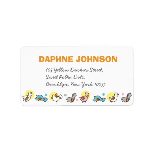 Speelse Pastels Ducklings Meisje Baby shower Adres Etiket (Voorkant)