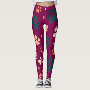 Speelse Paw Print Leggings Schattigee honden- en