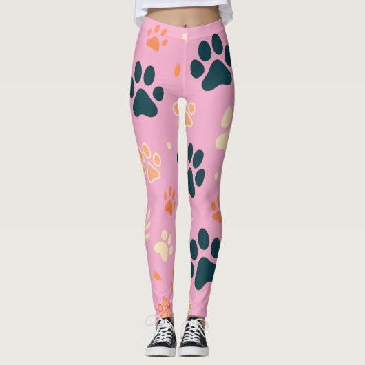 Speelse Paw Print Leggings | Schattigee honden- en (Voorkant)