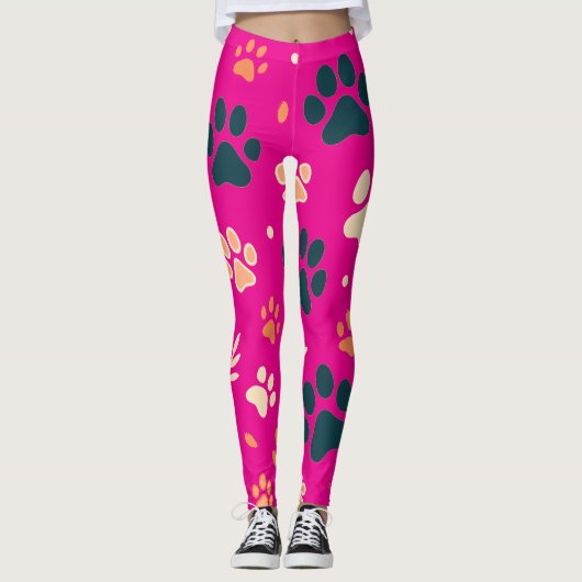 Speelse Paw Print Leggings | Schattigee honden- en (Voorkant)