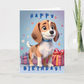 Speelse Paws Beagle Puppy en Gifts Verjaardag Kaart (Voorkant)