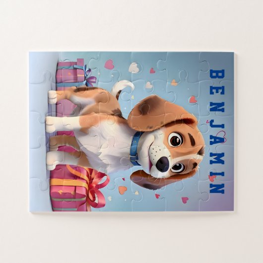 Speelse Paws Beagle Puppy Kleurrijke geschenken Ga Legpuzzel (Horizontaal)