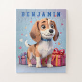 Speelse Paws Beagle Puppy Kleurrijke geschenken Ga Legpuzzel (Verticaal)