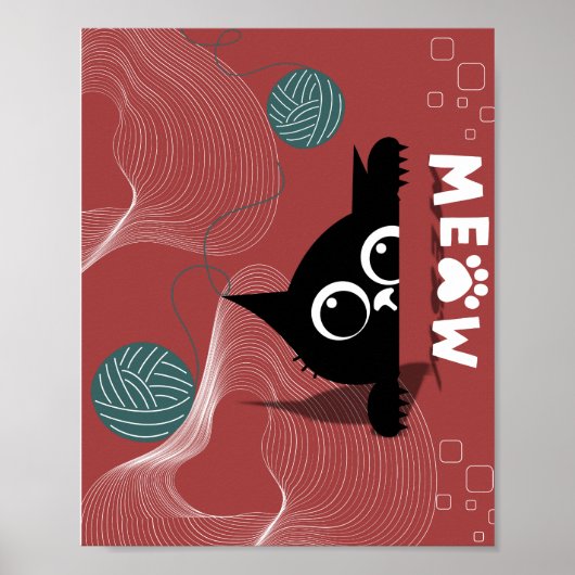 Speelse Peek: Cat & Yarn Whimsy Poster (Voorkant)