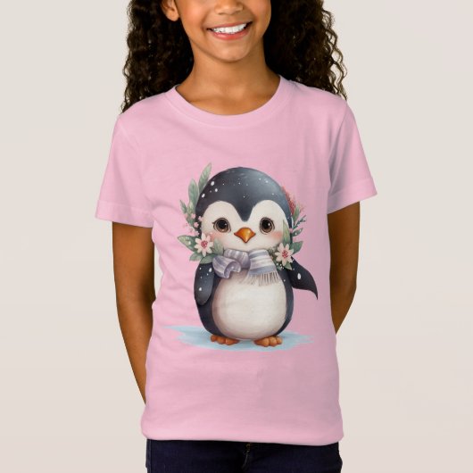 Speelse Penguin Christmas Kinder 'Shirt - Schattig T-shirt (Voorkant)