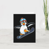 Speelse Penguin Snowboarden Adventure Design Kaart (Voorkant)
