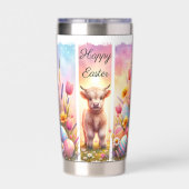 Speelse Penseelstreek Paas Highland Koe 20oz Geïsoleerde Drinkbeker (Achterkant)