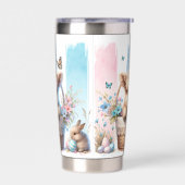 Speelse Penseelstreek Paas Highland Koe 20oz Geïsoleerde Drinkbeker (Links)