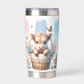 Speelse Penseelstreek Paas Highland Koe 20oz Geïsoleerde Drinkbeker (Achterkant)