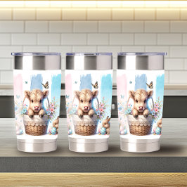 Speelse Penseelstreek Paas Highland Koe 20oz Geïsoleerde Drinkbeker