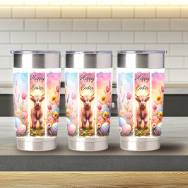 Speelse Penseelstreek Paas Highland Koe 20oz Geïsoleerde Drinkbeker