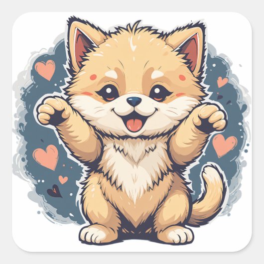Speelse Pet Parade Vierkante Sticker (Voorkant)