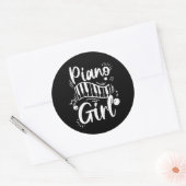 Speelse Piano Meisje Dame Pianist Piano Player Ronde Sticker (Envelop)