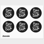 Speelse Piano Meisje Dame Pianist Piano Player Ronde Sticker (Vel)