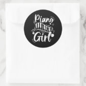 Speelse Piano Meisje Dame Pianist Piano Player Ronde Sticker (Tas)