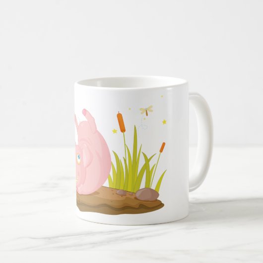 Speelse Pig in Mud Funny Boerderij Animal Koffiemok (Voorkant rechts)