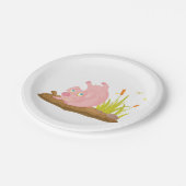 Speelse Pig in Mud Funny Boerderij Animal Papieren Bordje (Gekanteld)