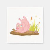 Speelse Pig in Mud Funny Boerderij Animal Servet (Voorkant)