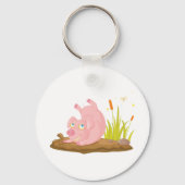 Speelse Pig in Mud Funny Boerderij Animal Sleutelhanger (Achterkant)