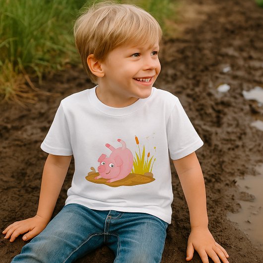 Speelse Pig in Mud Funny Boerderij Animal T-shirt