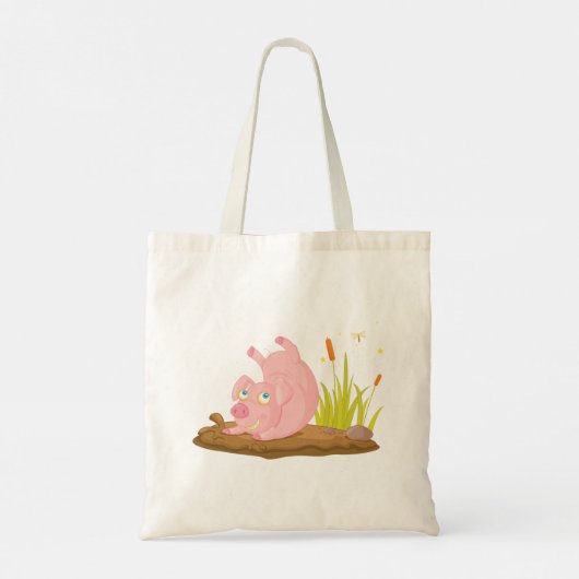 Speelse Pig in Mud Funny Boerderij Animal Tote Bag (Achterkant)