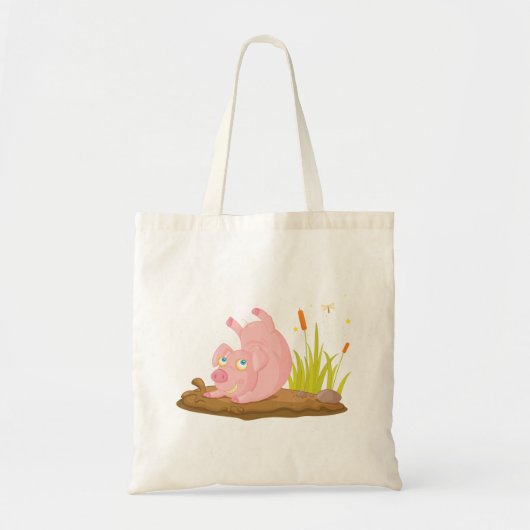 Speelse Pig in Mud Funny Boerderij Animal Tote Bag (Voorkant)