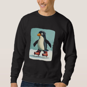 Speelse Pinguïn in Schaats Schoenen Grafisch voor Trui