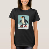 Speelse Pinguïn in Schaatsen Graphic voor de winte T-shirt (Voorkant)