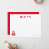 Speelse Pinguïn Kinderen Vakantie Bedankt Notitiekaartje (Voorkant / Achterkant in situ)