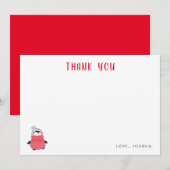 Speelse Pinguïn Kinderen Vakantie Bedankt Notitiekaartje (Voorkant / Achterkant)