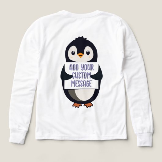 Speelse pinguïn met een bord voor je bericht (Achterkant)